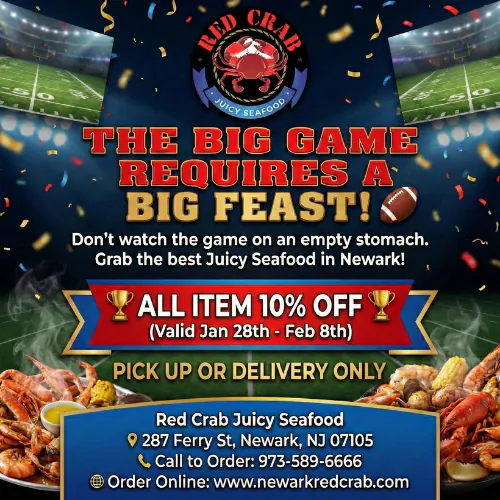 Crab N Go seafood platter promo - 10% off online orders $45+ at Liverpool, NY location.
